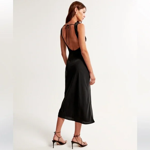 NWT - Abercrombie & Fitch - Open Back Black Midi Dress - Size Small - Picture 2 of 6